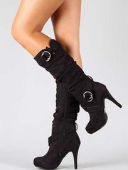 Load image into Gallery viewer, Belt buckle side zip high boots
