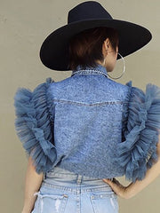 Load image into Gallery viewer, Ruffled Denim Jackets
