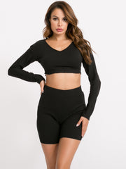 Load image into Gallery viewer, Deep V  Crop Top &amp; Shorts
