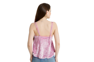  velvet pink blue sling V-neck camisole top