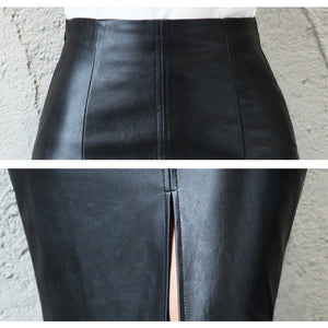 Leather-Like Pencil Skirt