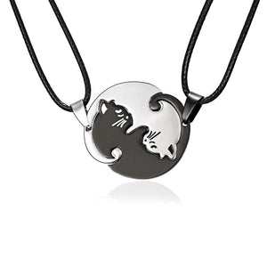 Couples Necklaces Ying-Yang Cats