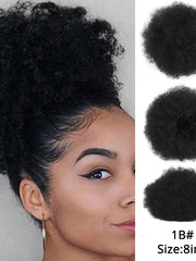 Load image into Gallery viewer, Short Afro Kinky Curly Ponytail Clip in on 
