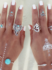 Load image into Gallery viewer, Turquoise 6 Piece Set Ring Set
