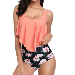 Floral Print U Neck Tankini Set