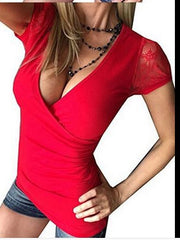 Load image into Gallery viewer, Lace short-sleeved T-shirt bottoming shirt

