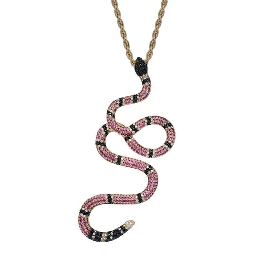 Micro-Inlaid Zircon Snake Pendant