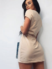 Load image into Gallery viewer, Short sleeve skirt with drawstring belt
