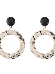 Load image into Gallery viewer, Leather Snake Print Drop Earrings
