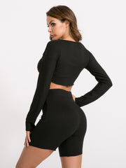 Load image into Gallery viewer, Deep V  Crop Top &amp; Shorts
