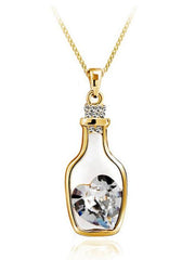 Load image into Gallery viewer, Wish Bottle Crystal Heart Pendant Necklace - vendach
