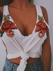 Load image into Gallery viewer, Flower Embroidered Tank Top
