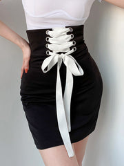 Load image into Gallery viewer, Reversible Lace-Up Pencil Skirt
