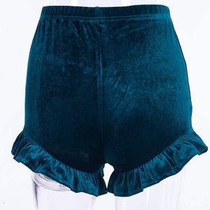 Velvet Ruffled High Waist Shorts