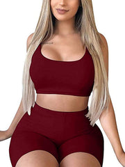 Load image into Gallery viewer, Crop Top Tank Top and Bicycle Shorts
