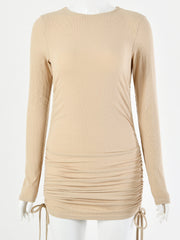 Load image into Gallery viewer, Double side drawstring long sleeve dress
