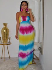 Load image into Gallery viewer, Strapless Tie Dye Maxi Dress
