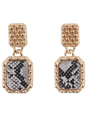 Load image into Gallery viewer, Leather Snake Print Drop Earrings
