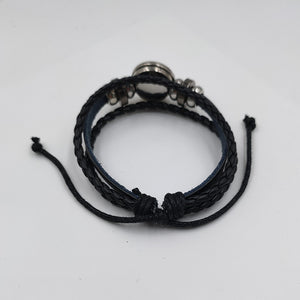 Constellation multilayer woven leather bracelet