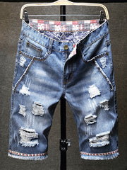 Load image into Gallery viewer, Men&#39;s Ripped Jean Shorts
