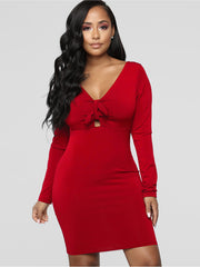 Load image into Gallery viewer, Long Sleeve Front Tie Dress
