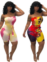 Load image into Gallery viewer, Tie-dyed chest-wrap jumpsuit
