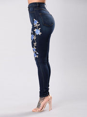 Load image into Gallery viewer, Floral Embroidered Jeans
