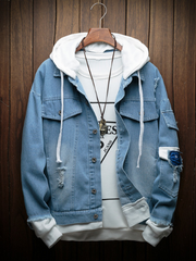 Load image into Gallery viewer, Hooded Denim Jeans Jacket
