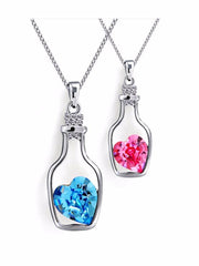 Load image into Gallery viewer, Wish Bottle Crystal Heart Pendant Necklace - vendach
