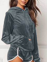 Load image into Gallery viewer, Velvet Long Sleeve Sweater &amp; Shorts
