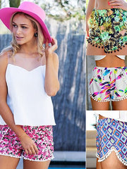 Load image into Gallery viewer, Printed elastic waist beach shorts
