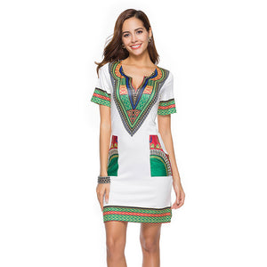 Sexy V Neck African Theme Print Dresses