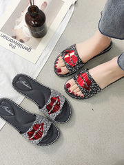Load image into Gallery viewer, Lip Rhinestone Sandals
