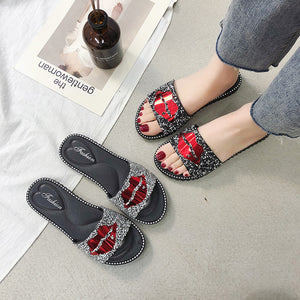 Lip Rhinestone Sandals