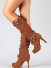 Load image into Gallery viewer, Belt buckle side zip high boots
