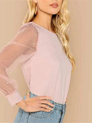 Load image into Gallery viewer, Mesh Sleeves Blouse
