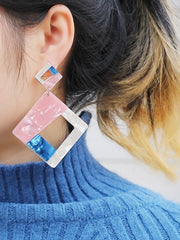 Load image into Gallery viewer, Big Geometric Square Drop Earrings
