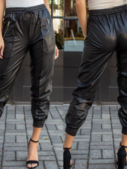 Load image into Gallery viewer, Faux Leather Elastic Waist Pants
