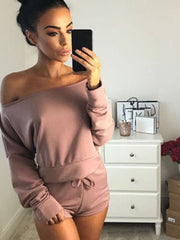 Load image into Gallery viewer, Off Shoulder Crop Top &amp; Shorts
