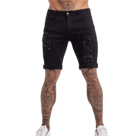 Men's Ripped Black Denim Shorts