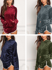 Load image into Gallery viewer, Velvet Long Sleeve Sweater &amp; Shorts
