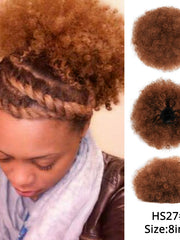 Load image into Gallery viewer, Short Afro Kinky Curly Ponytail Clip in on 
