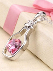Load image into Gallery viewer, Wish Bottle Crystal Heart Pendant Necklace - vendach
