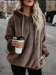 Load image into Gallery viewer, European and American long-sleeved hooded solid color sweater
