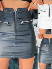 Load image into Gallery viewer, Leather-Like Zipper Skirt
