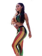 Load image into Gallery viewer, Color Stripe Mesh Two Piece Set
