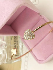 Load image into Gallery viewer, Crystal Double Heart Cuff Bracelet - vendach
