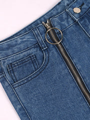 Load image into Gallery viewer, Right Leg Full Zipper Denim Jeans
