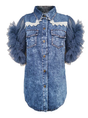 Load image into Gallery viewer, Ruffled Denim Jackets
