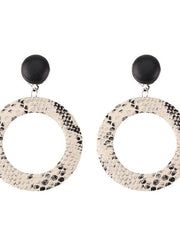 Load image into Gallery viewer, Leather Snake Print Drop Earrings
